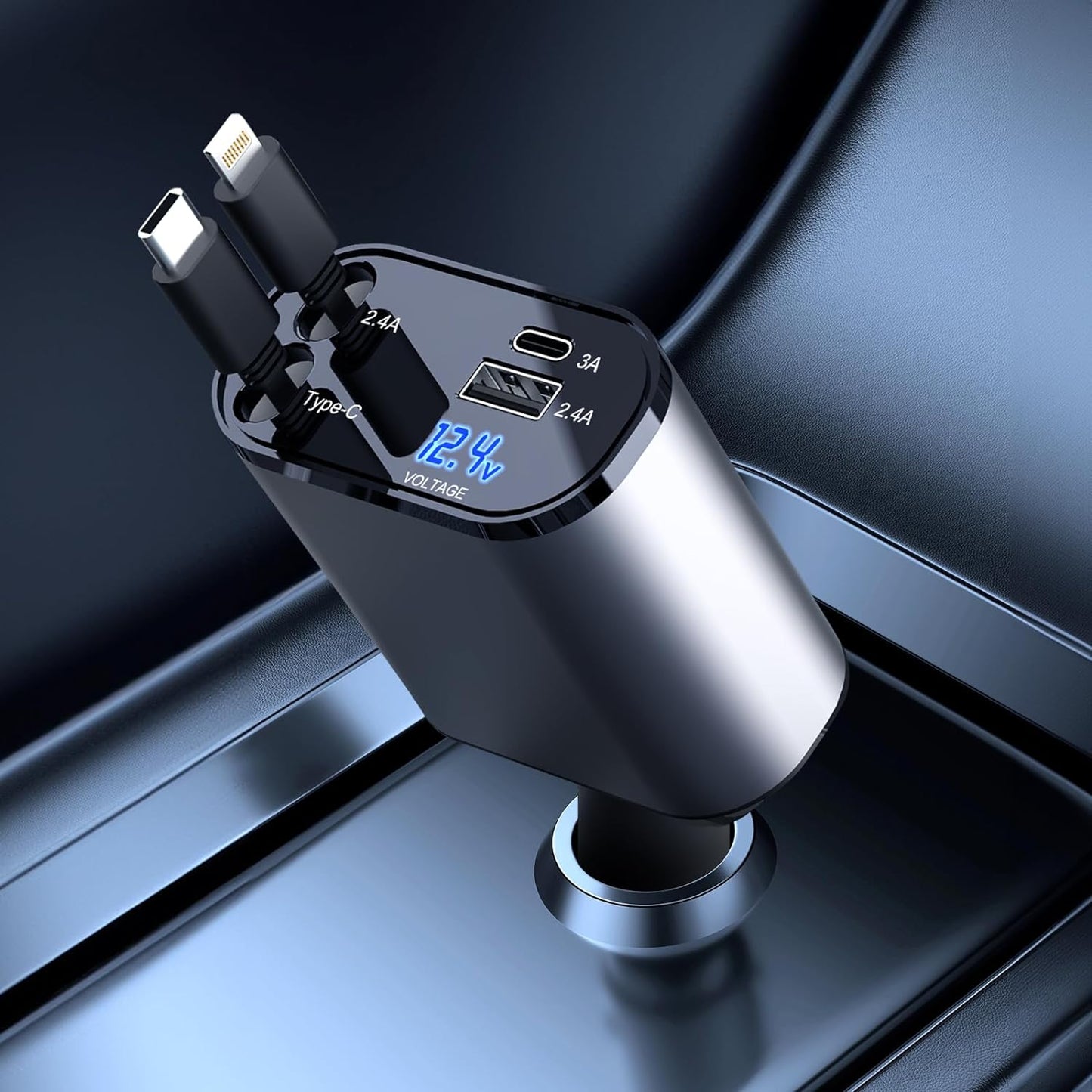 4-in-1 スマートダブルUSBポート付きの高速車載充電器 