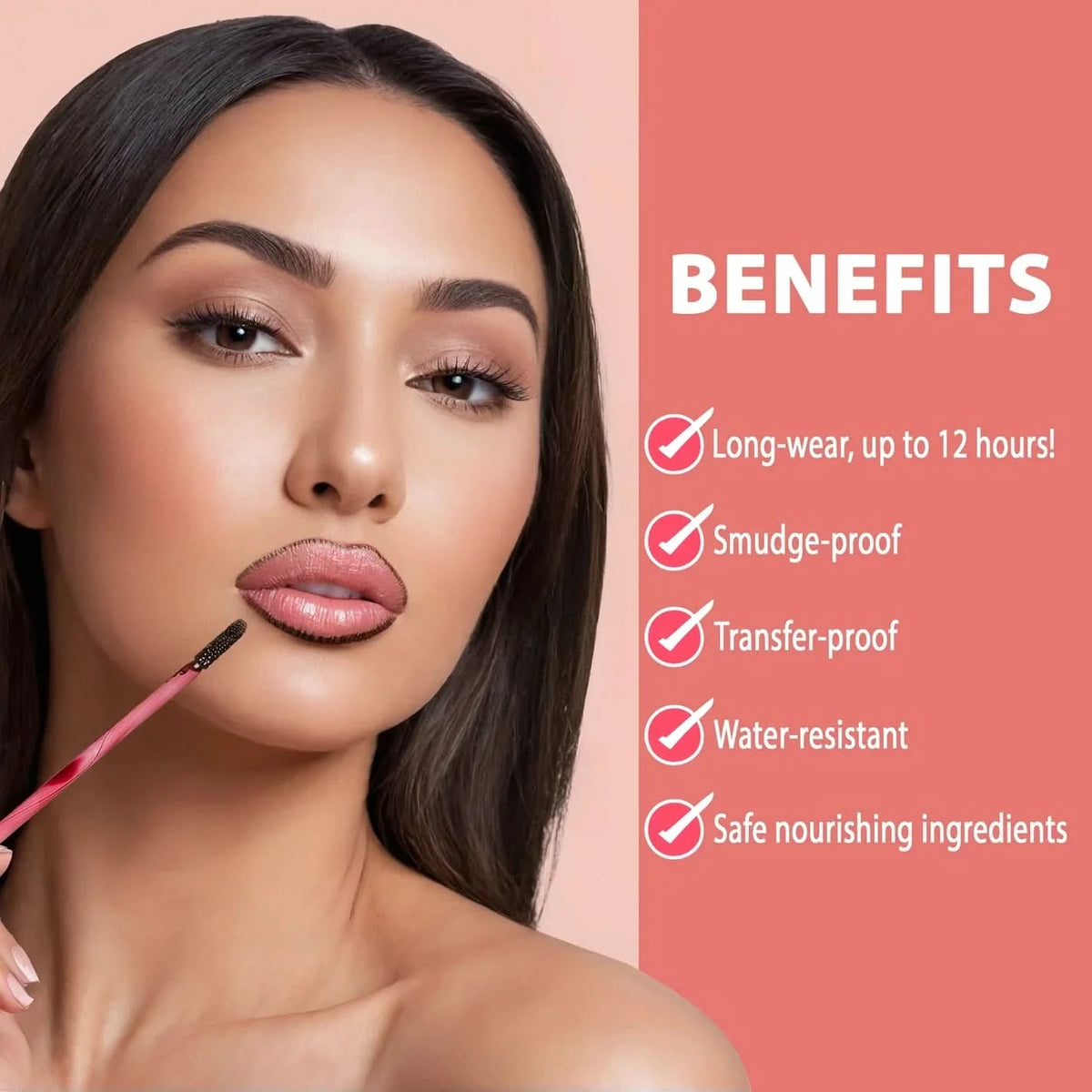 Perfect getekende lippen, zonder retouchering gedurende 12 uur 