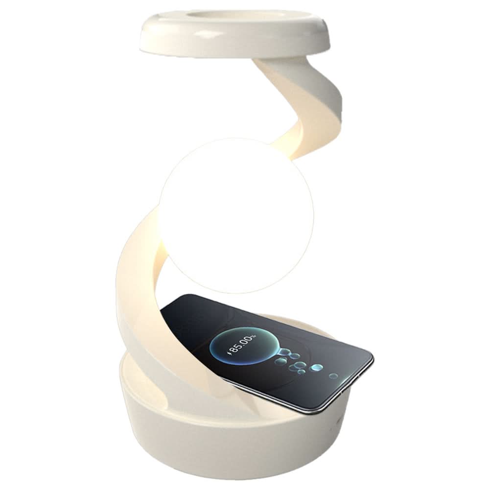 Design LED lampe med integreret trådløs oplader 