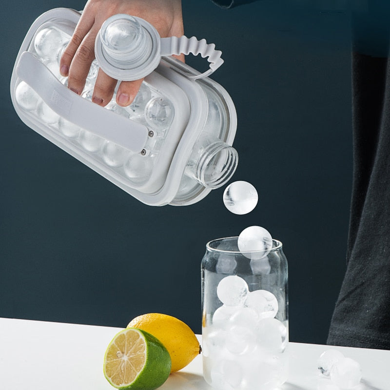 2-in-1 Flasche mit integriertem Eiswürfelform 